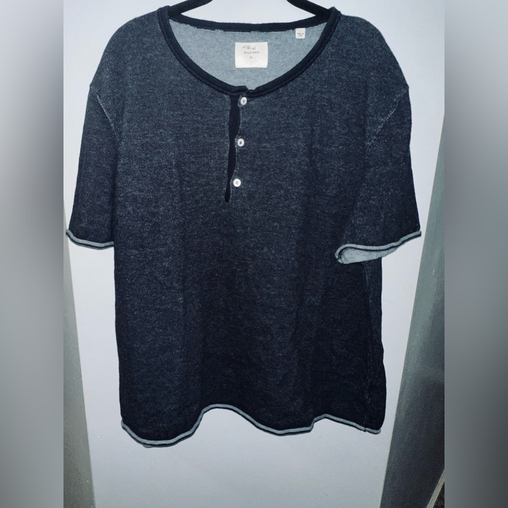 Billy Reid XL blue cotton cashmere Henley